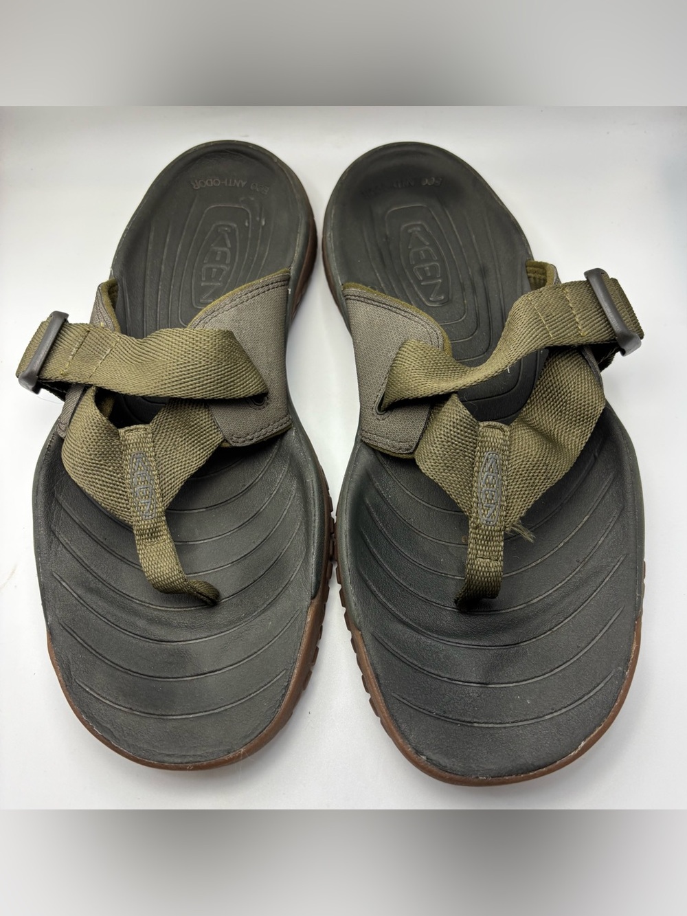 KEEN Olive Green Sport Flip Flop Sandals Men’s Size 11 Outdoor Comfort - Picture 2 of 7
